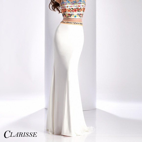 AuthenticNEW Clarisse 3055 Ivory/Multi Prom Gown - Picture 2 of 8